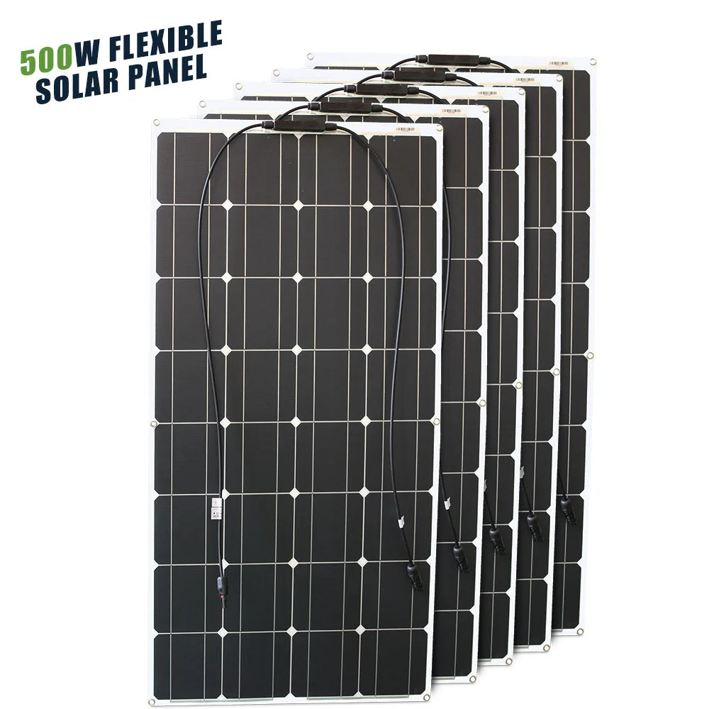 12V Flexible Solar Panel 600W 100W 200W 300W 400W 500W Bendable Waterproof Monocrystalline