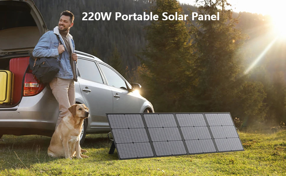 MHPOWOS Portable Solar Charger 40V 220W Foldable Solar Panel Kit