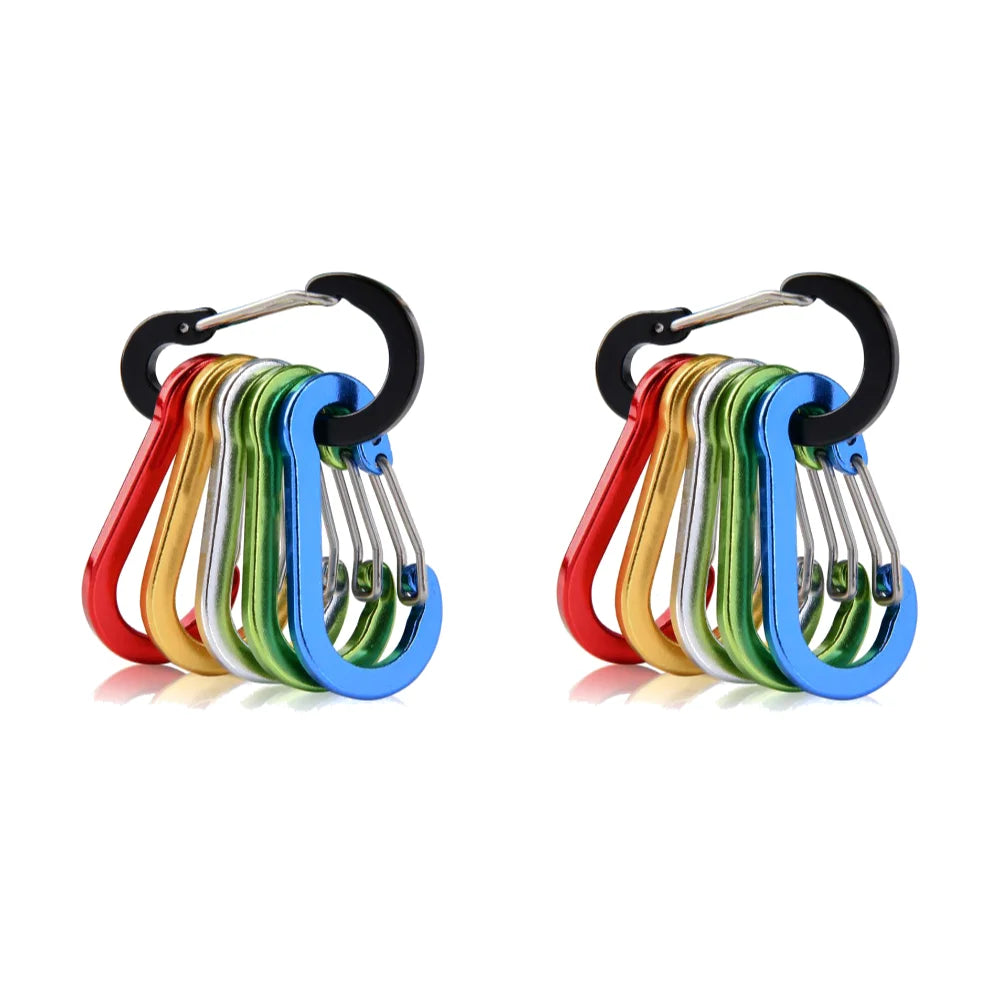 6/12Pcs Aluminum Alloy Carabiner Keychain Outdoor Camping Climbing Hiking Snap Clip Lock Buckle Hook