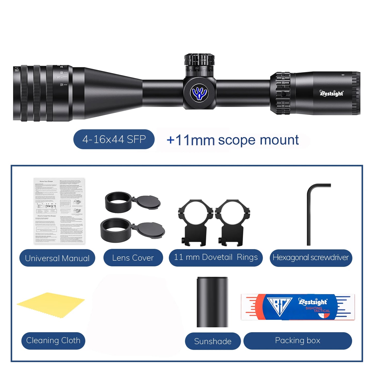Tactical 4-16x44 AOE Riflescope Hunting Scopes Tactical Red Green Illuminated Sight Sniper
