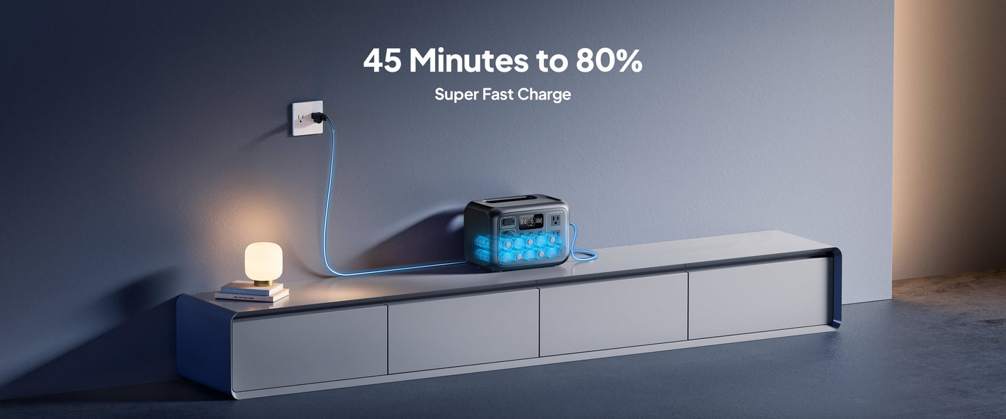 【US PLUG】BLUETTI AC2A Portable Power Station | 300W 204Wh, Recharge from 0-80% in 45 Min., Solar Generator for Outdoor Camping