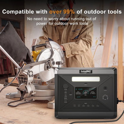 SOLARPLAY Q2501 Q2402M Portable Power Station 2160WH 2304WH LiFePO4 Battery with 2400W/2500W (4800W Peak) Solar Generator