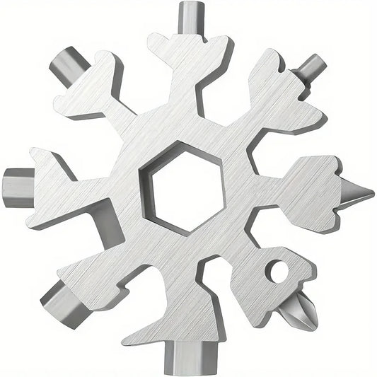 1 Snowflake Multifunctional Tool, Stainless Steel Bottle Opener, Screwdriver Wrench, Essential Camping