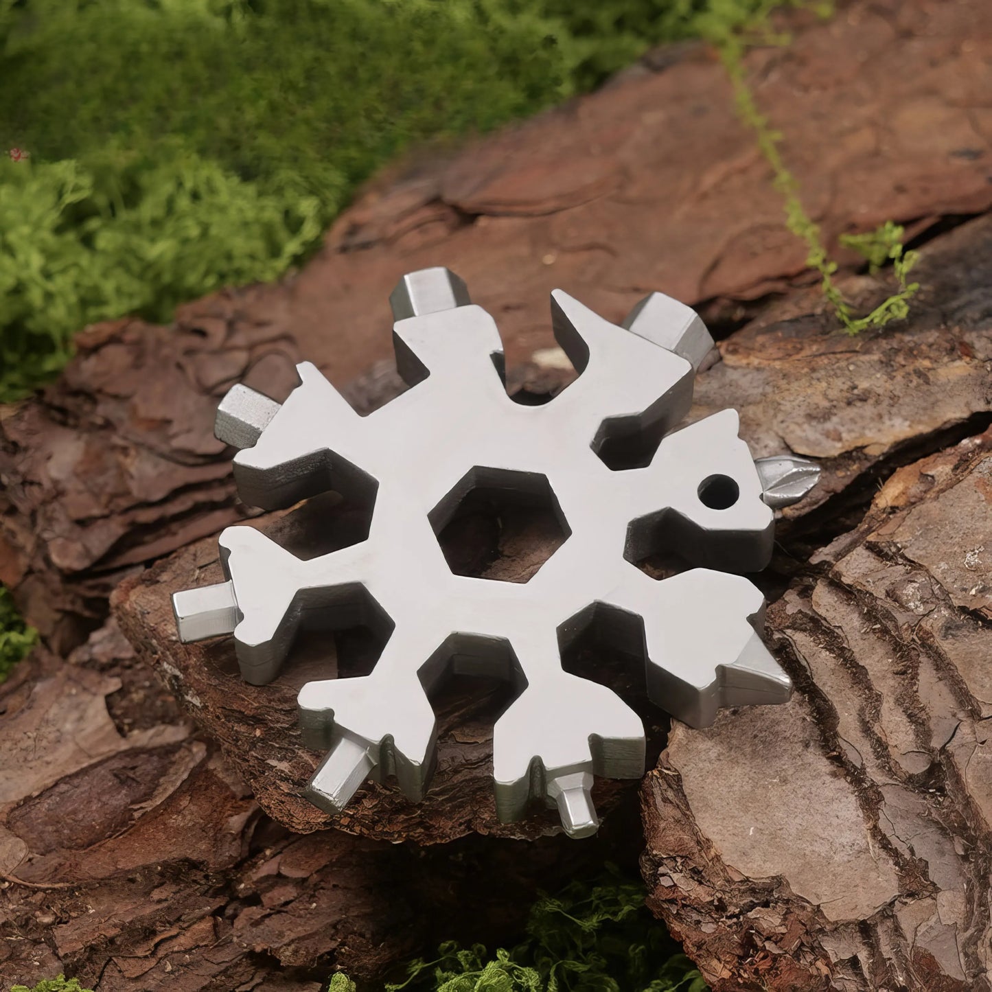 1 Snowflake Multifunctional Tool, Stainless Steel Bottle Opener, Screwdriver Wrench, Essential Camping