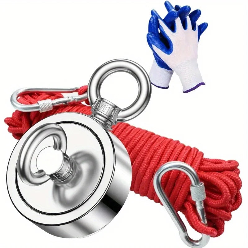 Neodymium Fishing Magnet Kit, Superior Pounds Pulling Force Magnet Fishing Set, High Quality Fishing Magnet for Retrieving in River and Magnet Fishing, One Magnet Tool for Outdoor Use