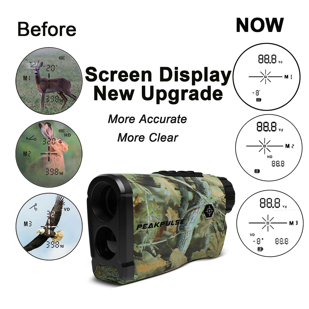PEAKPULSE 1300 Yards Laser Range Finder for Hunting Waterproof 6X Rangefinder Height Angle Horizontal Distance Meter