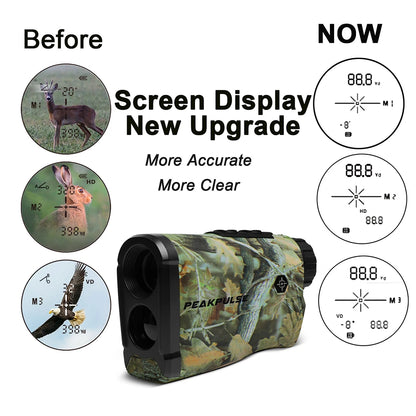 PEAKPULSE 1300 Yards Laser Range Finder for Hunting Waterproof 6X Rangefinder Height Angle Horizontal Distance Meter