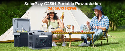 SOLARPLAY Q2501 Portable Power Station 2160WH LiFePO4 Battery with 2400W (4800W Peak) AC Output Solar Generator