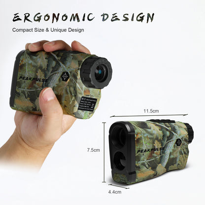 PEAKPULSE 1300 Yards Laser Range Finder for Hunting Waterproof 6X Rangefinder Height Angle Horizontal Distance Meter
