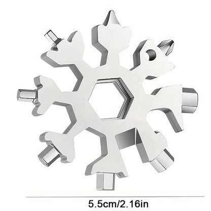 1 Snowflake Multifunctional Tool, Stainless Steel Bottle Opener, Screwdriver Wrench, Essential Camping
