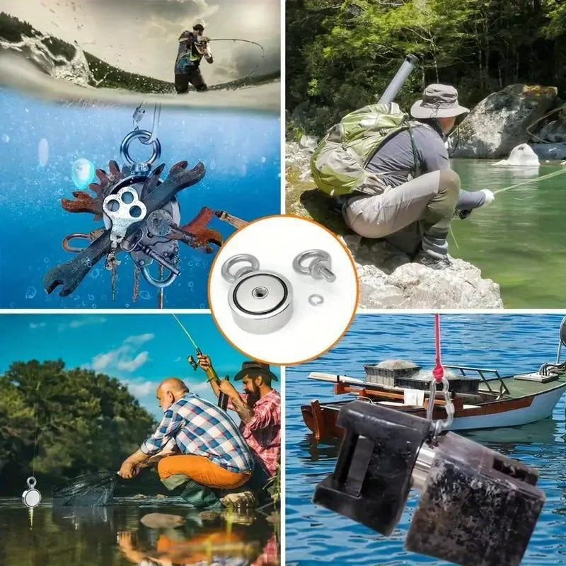 Neodymium Fishing Magnet Kit, Superior Pounds Pulling Force Magnet Fishing Set, High Quality Fishing Magnet for Retrieving in River and Magnet Fishing, One Magnet Tool for Outdoor Use