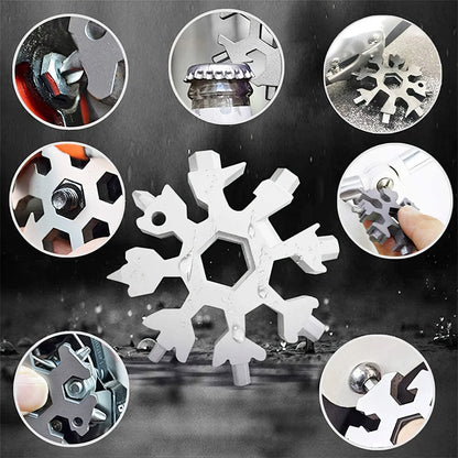 1 Snowflake Multifunctional Tool, Stainless Steel Bottle Opener, Screwdriver Wrench, Essential Camping