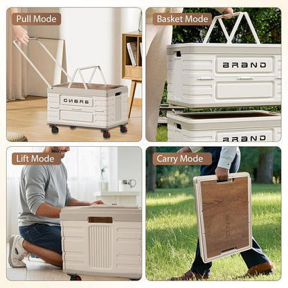 360° Rotating Foldable Storage Cart – Heavy-Duty Mobile Organizer with 4 Silent Wheels, Multi-Functional CampingStorage