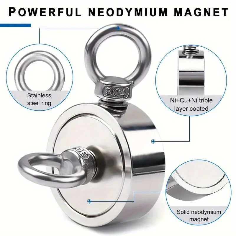 Neodymium Fishing Magnet Kit, Superior Pounds Pulling Force Magnet Fishing Set, High Quality Fishing Magnet for Retrieving in River and Magnet Fishing, One Magnet Tool for Outdoor Use