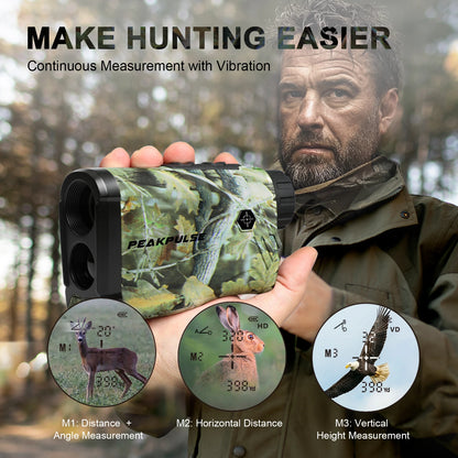 PEAKPULSE 1300 Yards Laser Range Finder for Hunting Waterproof 6X Rangefinder Height Angle Horizontal Distance Meter