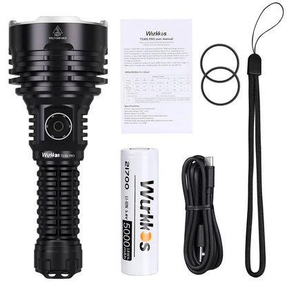 Wurkkos TS30S Pro 21700 Rechargeable Tactical Flashlight  LED USB-C 6000Lm Torch MAX 1086M Stainless Bezel Anduril 2 Power Bank