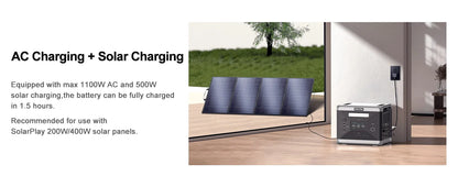 SOLARPLAY Q2501 Portable Power Station 2160WH LiFePO4 Battery with 2400W (4800W Peak) AC Output Solar Generator
