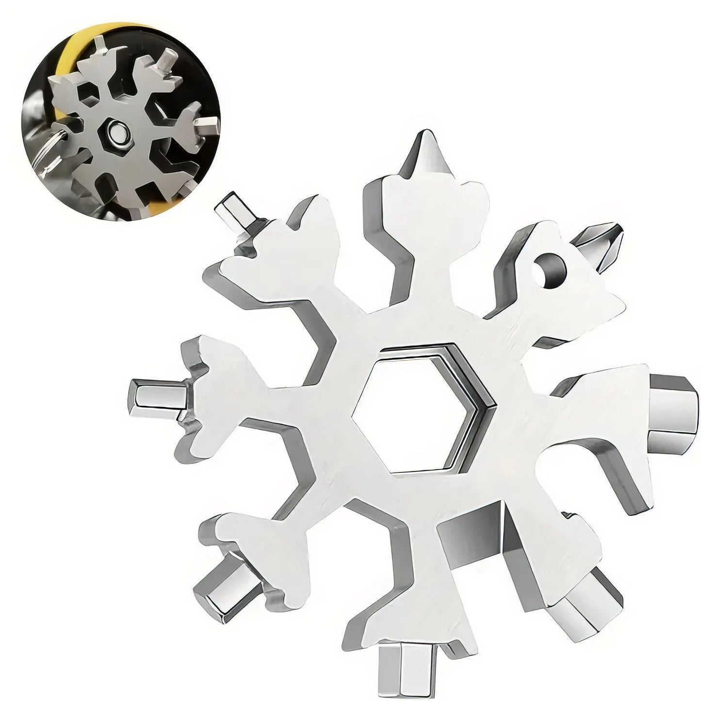 1 Snowflake Multifunctional Tool, Stainless Steel Bottle Opener, Screwdriver Wrench, Essential Camping