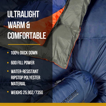 OneTigris Camping Blanket Foldable For Outdoor Camping Hiking 1-person Fits 41°F-77°F(5°C-25°C)