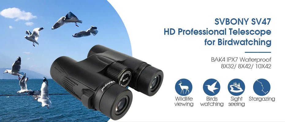 Svbony SV47 Binoculars for Adults, 8x32/8x42/10x42 Bak4 Prism HD FMC Lens Waterproof