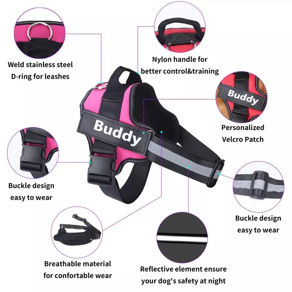 Personalized Dog Harness NO PULL Reflective Breathable Pet Harness Vest For Small Large Dog
