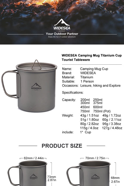 Widesea Camping Mug Titanium Cup