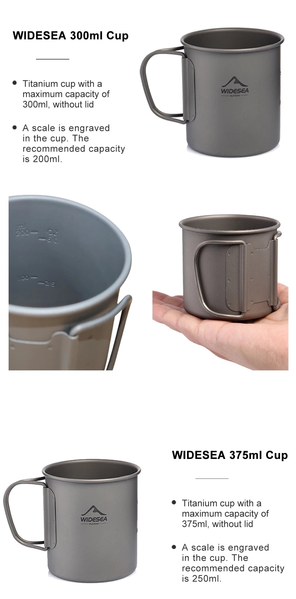 Widesea Camping Mug Titanium Cup