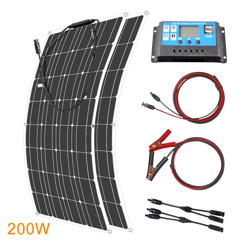 12V Flexible Solar Panel 600W 100W 200W 300W 400W 500W Bendable Waterproof Monocrystalline