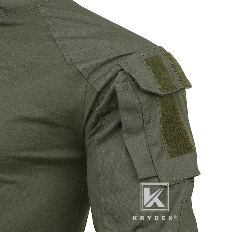 KRYDEX Ranger Green Tactical Combat Shirt For Hunting Outdoor CP Style Outdoor Camouflage Tops + Elbow Pads