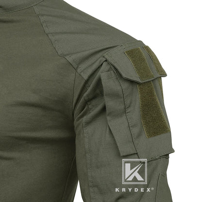 KRYDEX Ranger Green Tactical Combat Shirt For Hunting Outdoor CP Style Outdoor Camouflage Tops + Elbow Pads