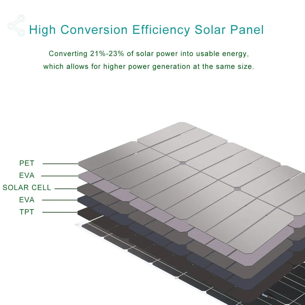 12V Flexible Solar Panel 600W 100W 200W 300W 400W 500W Bendable Waterproof Monocrystalline