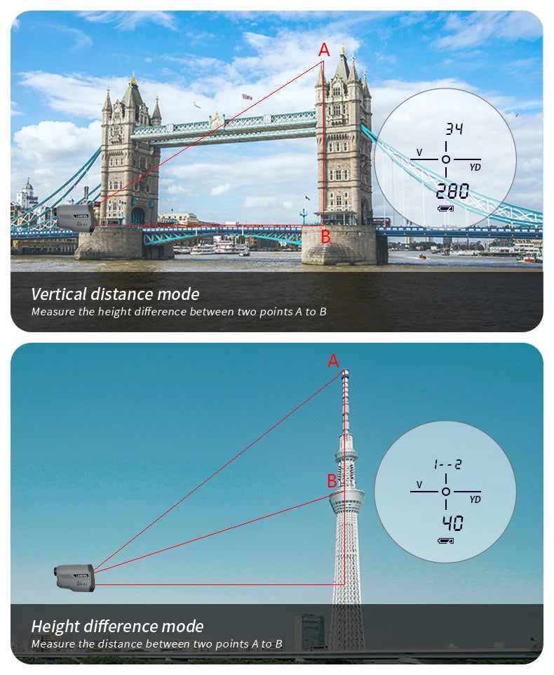 Laser Rangefinder Hunting Outdoor 650m Golf Rangefinder with Flag-Lock Slope Adjusted Distance Meter