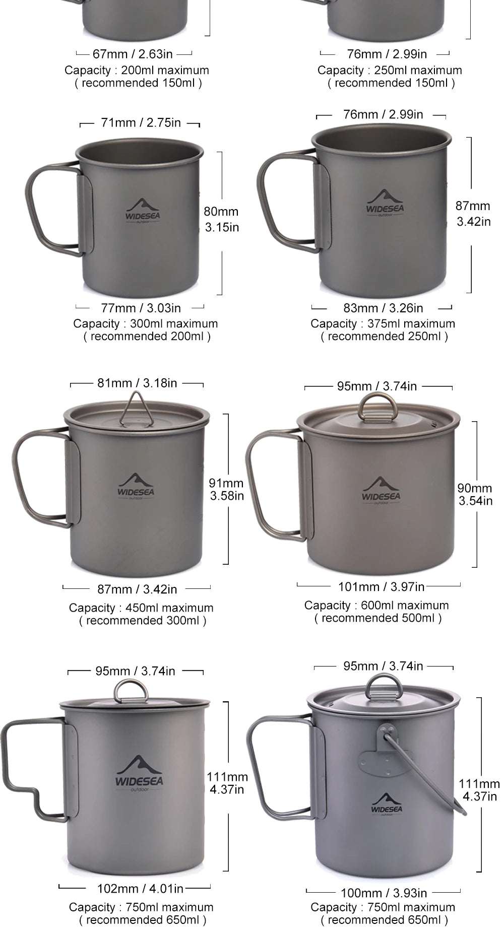 Widesea Camping Mug Titanium Cup
