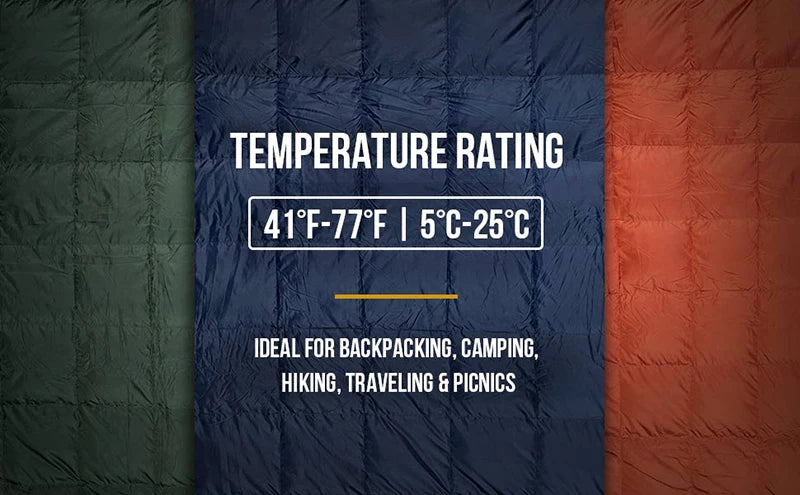 OneTigris Camping Blanket Foldable For Outdoor Camping Hiking 1-person Fits 41°F-77°F(5°C-25°C)