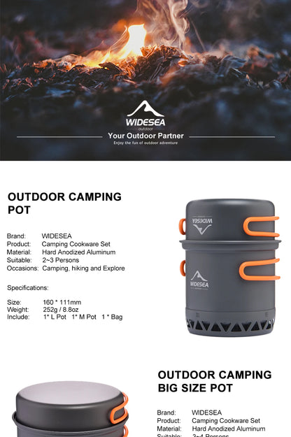 Widesea Camping 1.3L 2.3L Cookware Outdoor Cooking Set