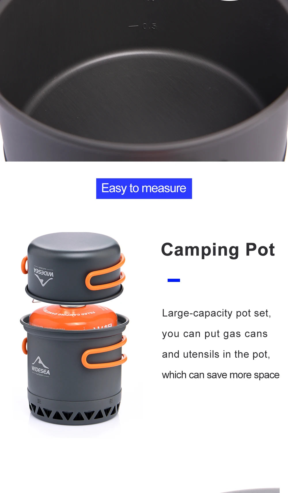 Widesea Camping 1.3L 2.3L Cookware Outdoor Cooking Set