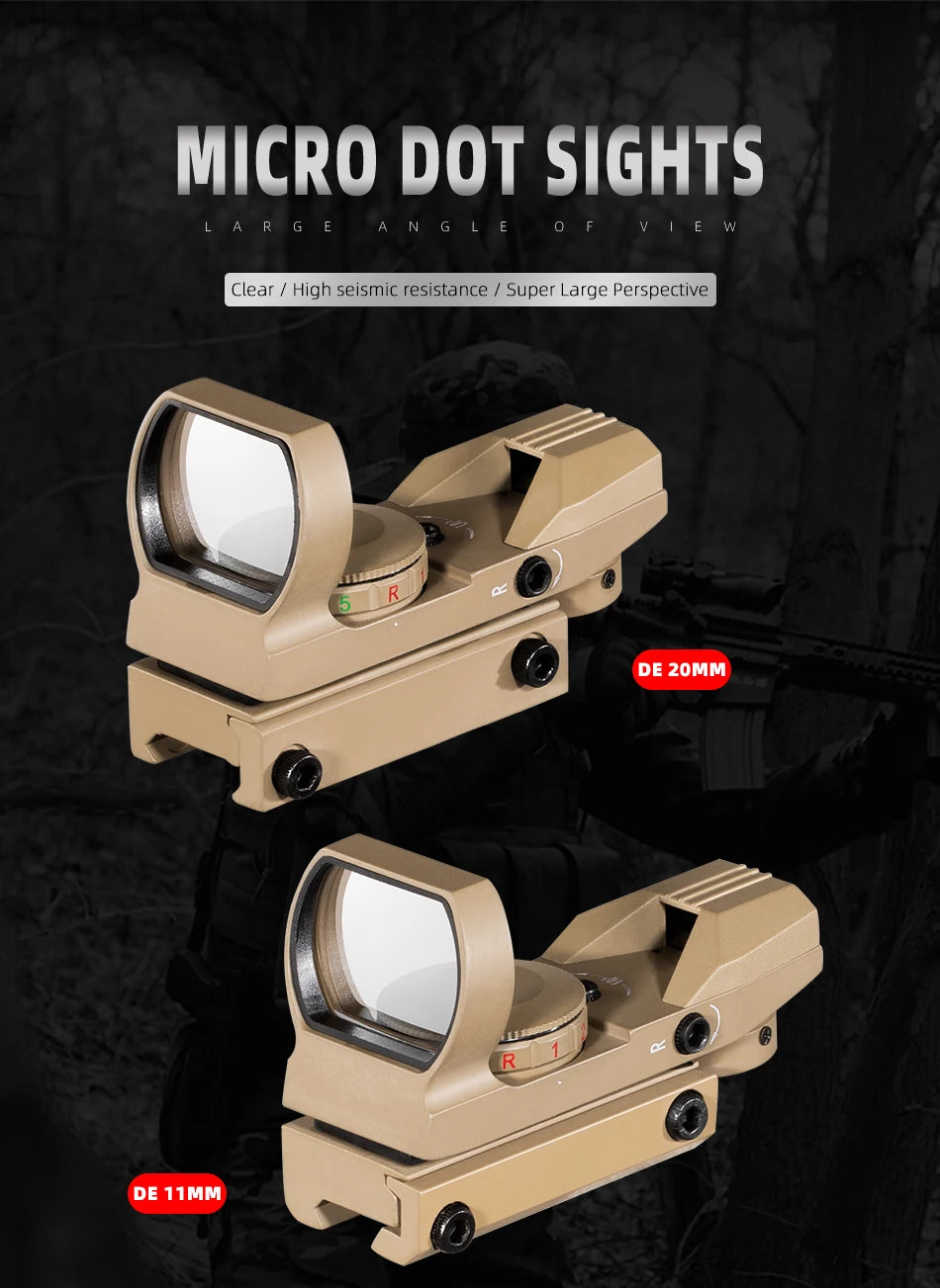 Red Dot 20mm / 11mm Red Dot BK Scope DE QD Sight Dovetail Riflescope Reflex Optics Sight For Hunting Rifle Gun Airsoft Tactical