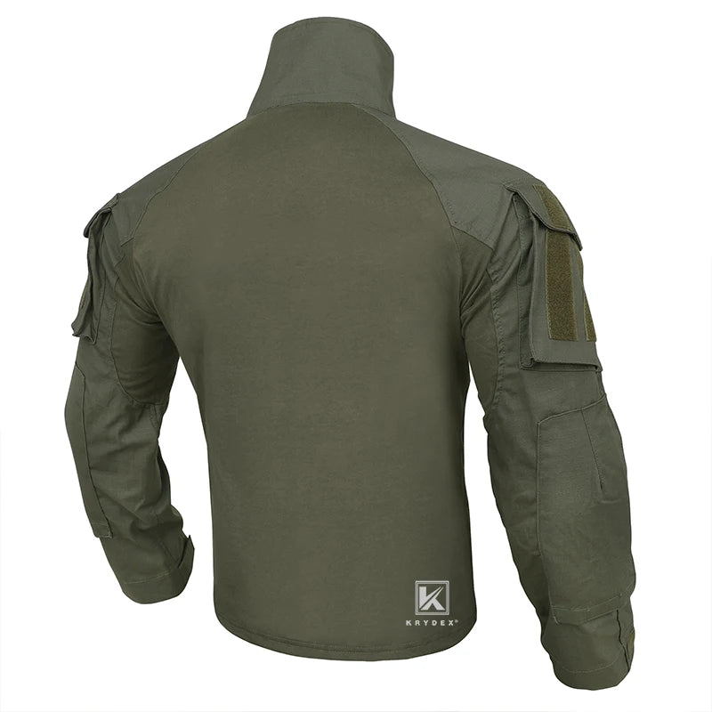 KRYDEX Ranger Green Tactical Combat Shirt For Hunting Outdoor CP Style Outdoor Camouflage Tops + Elbow Pads