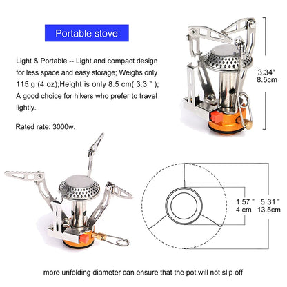 Camping Cookware Set Outdoor Tableware Equipment Supplies Burner Stove Folding Knife Fork Portable Pot Suit Tourism Cup