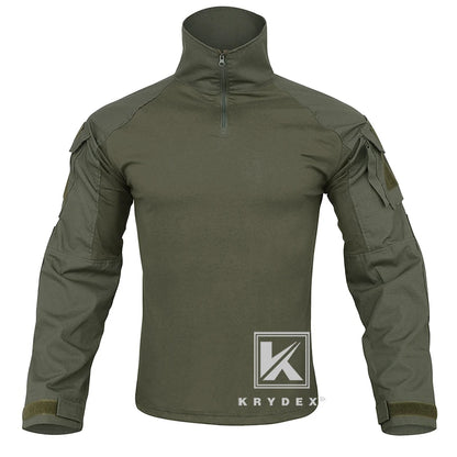 KRYDEX Ranger Green Tactical Combat Shirt For Hunting Outdoor CP Style Outdoor Camouflage Tops + Elbow Pads