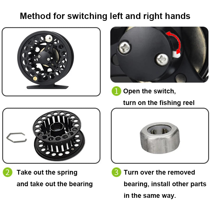 Fly Fishing Reel Aluminum Alloy 3/4 5/6 7/8 WT 2+1BB Interchangeable For Saltwater And Freshwater Fly Wheel Fishing