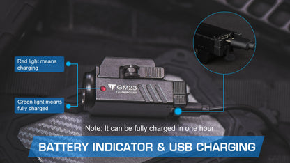 Trustfire GM23 Tactical Led Flashlight 800LM USB Rechargeable Quick Release Lights for GL & 20mm Picatinny Rail Tauru TX2