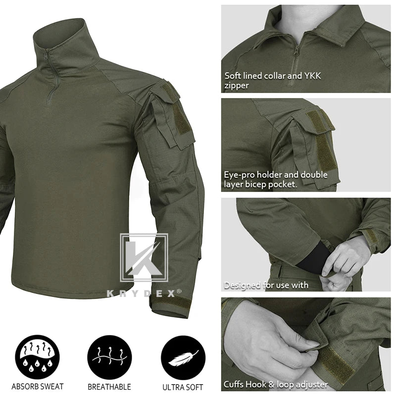 KRYDEX Tactical Combat G3 Uniform Set Outdoor Hunting Gen3 Camouflage Shirt & Pants