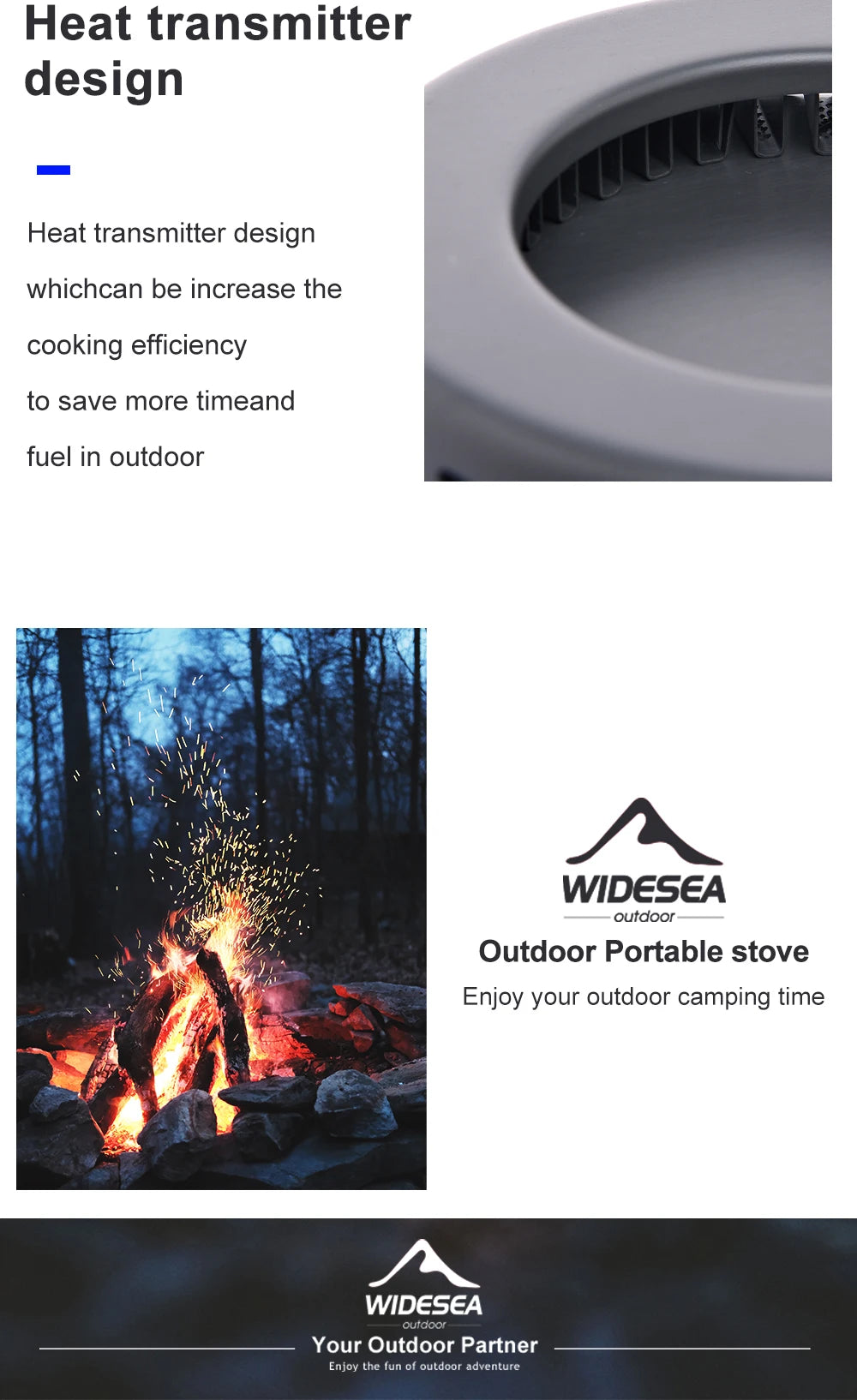 Widesea Camping 1.3L 2.3L Cookware Outdoor Cooking Set