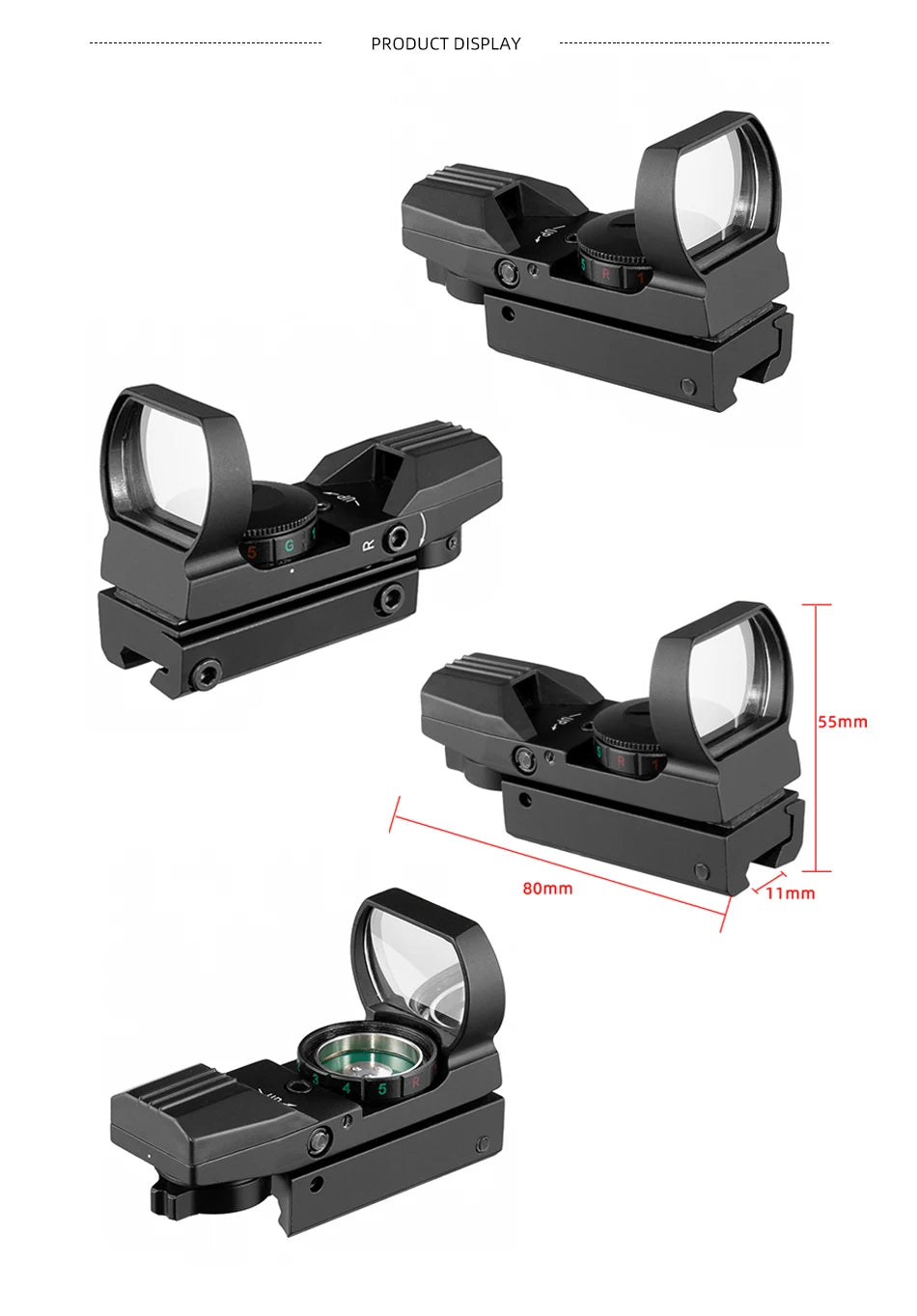 Red Dot 20mm / 11mm Red Dot BK Scope DE QD Sight Dovetail Riflescope Reflex Optics Sight For Hunting Rifle Gun Airsoft Tactical