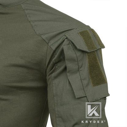 KRYDEX Ranger Green Tactical Combat Shirt For Hunting Outdoor CP Style Outdoor Camouflage Tops + Elbow Pads