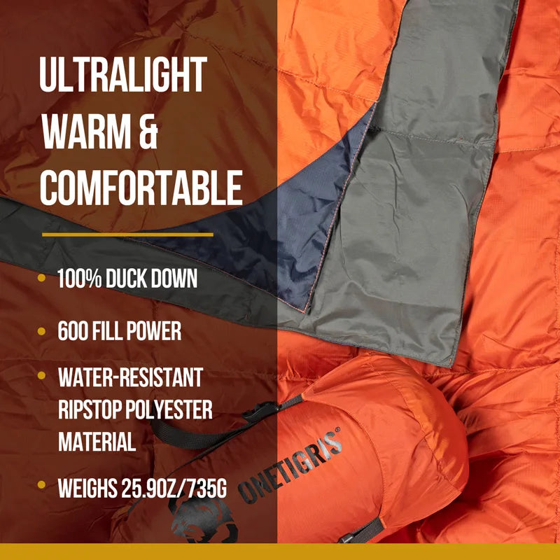 OneTigris Camping Blanket Foldable For Outdoor Camping Hiking 1-person Fits 41°F-77°F(5°C-25°C)