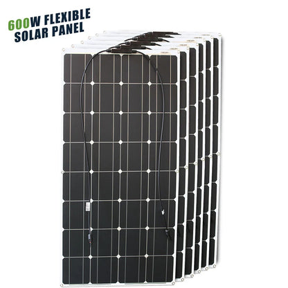 12V Flexible Solar Panel 600W 100W 200W 300W 400W 500W Bendable Waterproof Monocrystalline