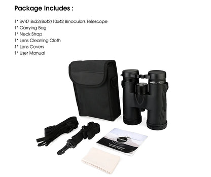 Svbony SV47 Binoculars for Adults, 8x32/8x42/10x42 Bak4 Prism HD FMC Lens Waterproof