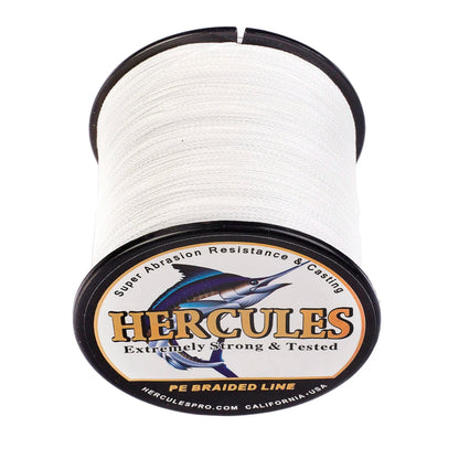 Hercules-Braided Fishing Line, 4 Strands, Fishing Line, White PE, 100m, 300m, 500m, 1000m, 1500m, 2000m, 6-100lb